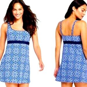 Lands’ End Medallion Dresskini Swim Top